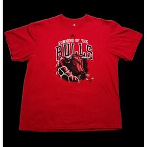 Chicago Bulls Running Of The Bulls T Shirt Mens  Red 100 Cotton